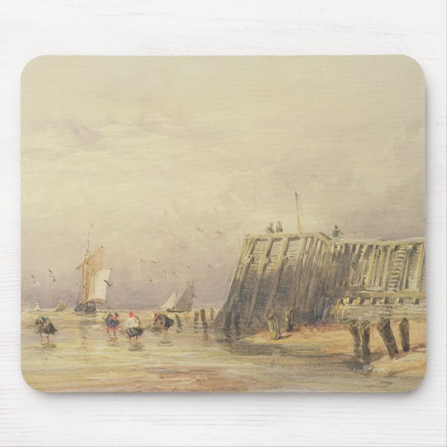 Meerblick mit Segeln-Lastkähnen und Zahlen Waten Mousepad (Vorne)