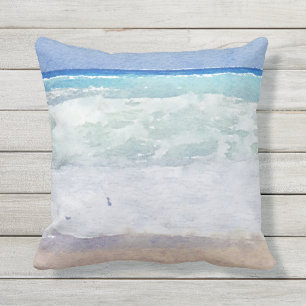 Meerblick-Strand-Entwurfs-Aquarell Kissen Für Draußen