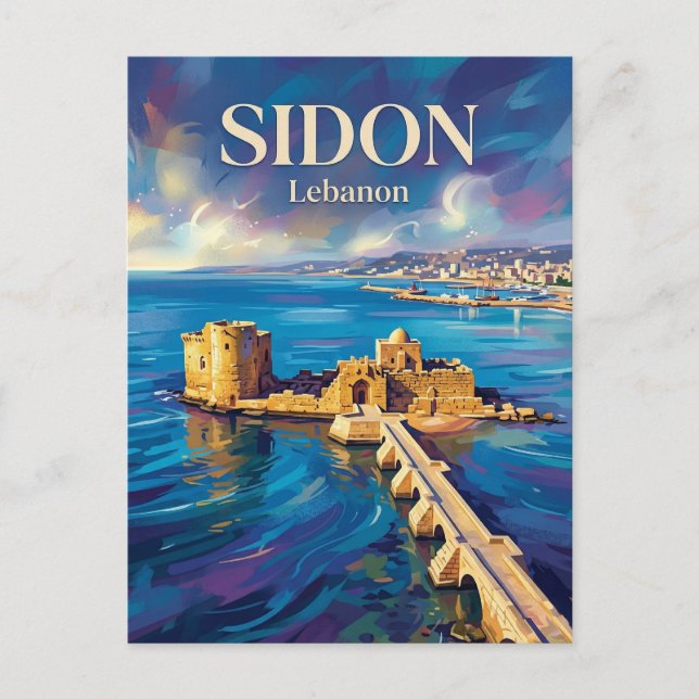 Meerburg Sidon Libanon Postkarte (Vorderseite)