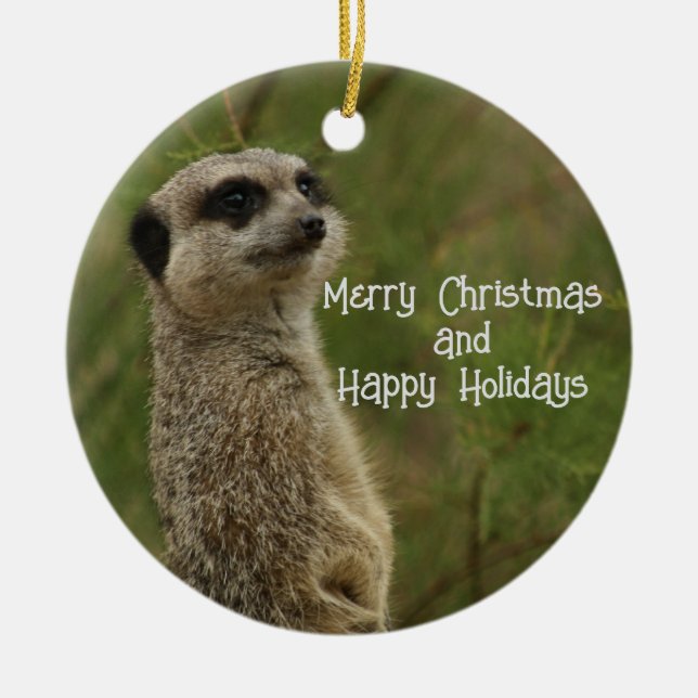 Meercat Merry Christmas Ornament (Vorne)