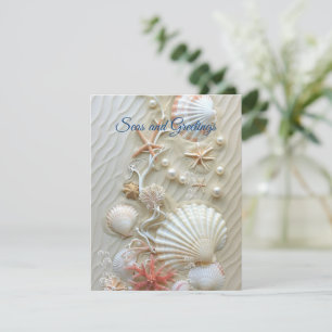 Meere und Grüße Starfish Pink Coral Pearls Karte