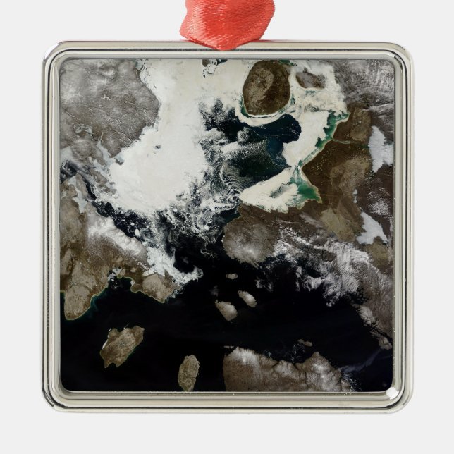 Meereis und Sedimente in Nunavut, Kanada Ornament Aus Metall (Vorne)