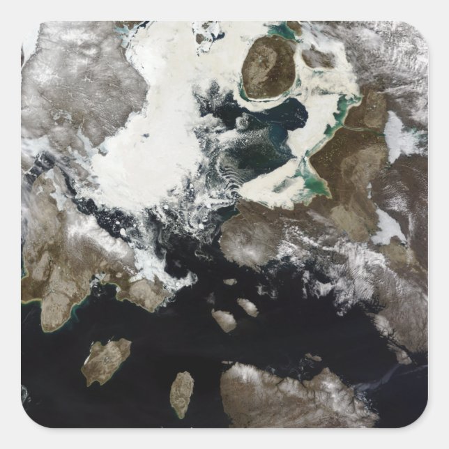 Meereis und Sedimente in Nunavut, Kanada Quadratischer Aufkleber (Vorderseite)