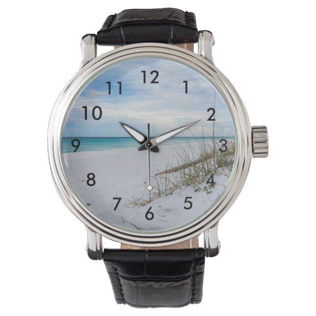 Meereiser und weißer Sandstrand Morgenwache Armbanduhr (Vorderseite)