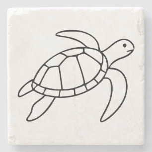 Meeres-Schildkröte Linienkunst – Minimalistisches Steinuntersetzer