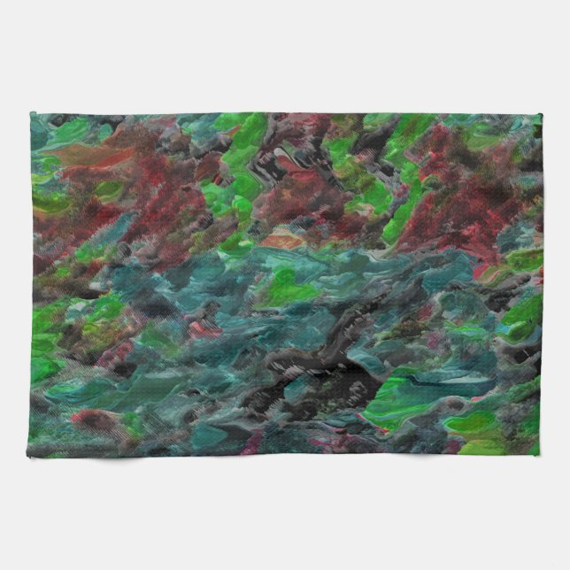 Meeresalgen oder Seekorallen mit Wellenwirkung Geschirrtuch (Horizontal)