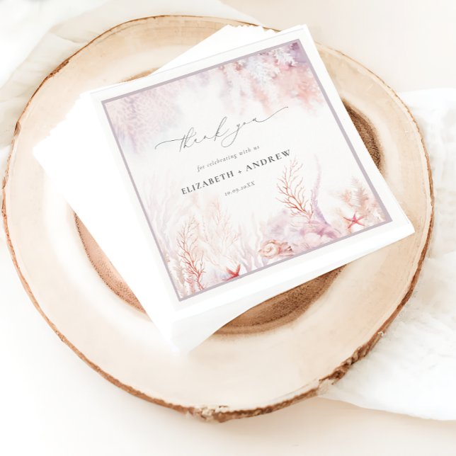 Meeresalgen | Seashell Watercolor Wedding Serviette (Von Creator hochgeladen)