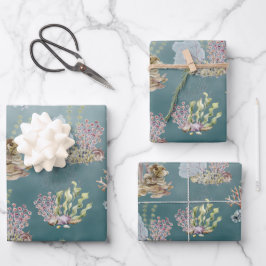 Meeresalgenkoralle unter dem tiefen Grünen Meer Geschenkpapier Set