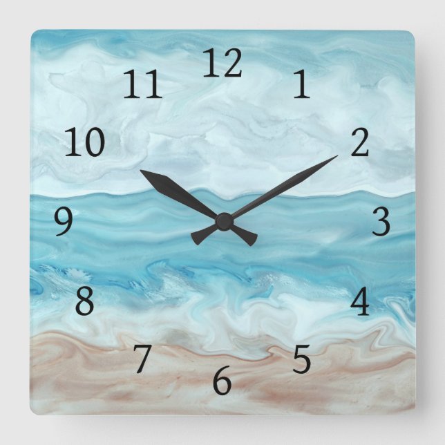 Meeresblick 267 quadratische wanduhr (Vorderseite)
