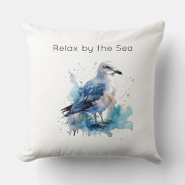 Meeresbrise: Aquareller Seagull Kissen