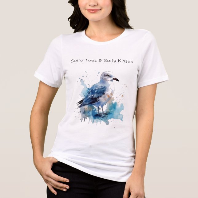 Meeresbrise: Aquareller Seagull Tri-Blend Shirt (Vorderseite)
