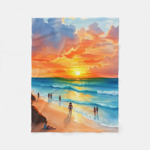 Meeresbrise und fiery Skies Fleecedecke