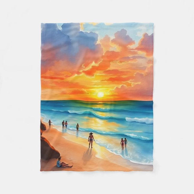 Meeresbrise und fiery Skies Fleecedecke (Vorderseite)