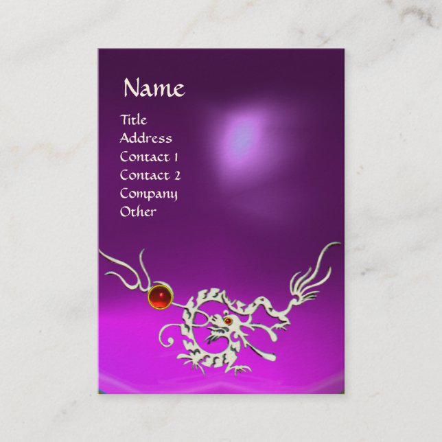 MEERESDRAGON 2 AMETHYST MONOGRAM lila, weiße viole Visitenkarte (Vorderseite)