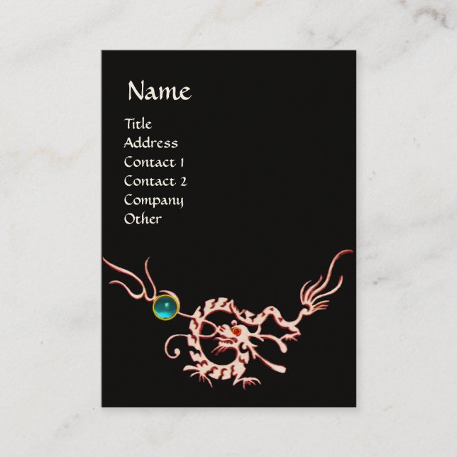 MEERESDRAGON 2 AQUAMARINE MONOGRAM Schwarz-weiß bl Visitenkarte (Vorderseite)
