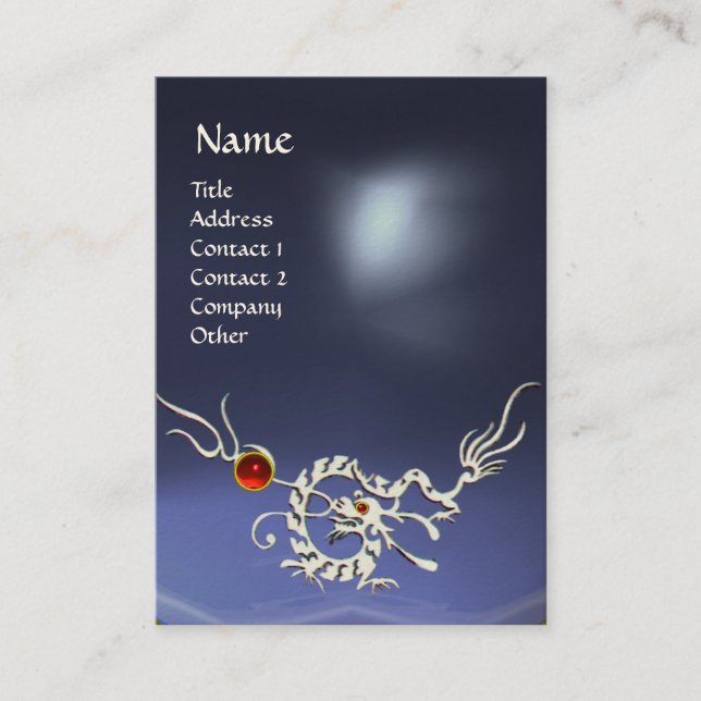 MEERESDRAGON 2 TOPAZ MONOGRAM blau, rot Visitenkarte (Vorderseite)