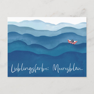 Meeresfarbe Blau Postkarte im Aquarell Stil 