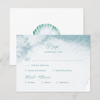 Meeresfarben Muschel Hochzeitessen RSVP Karte