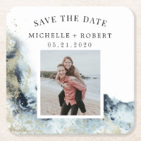 Meeresfarbenwellen Küstenwellen Save the Date Foto