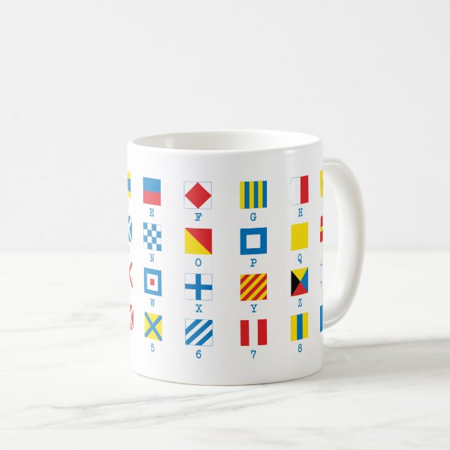 Meeresflaggen - Alphabet-Tasse Kaffeetasse (VorderseiteRechts)