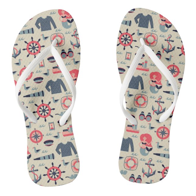 Meeresflora und -fauna-Muster Flip Flops (Fußbett)