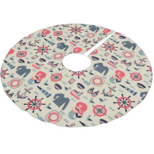 Meeresflora und -fauna-Muster Polyester Weihnachtsbaumdecke