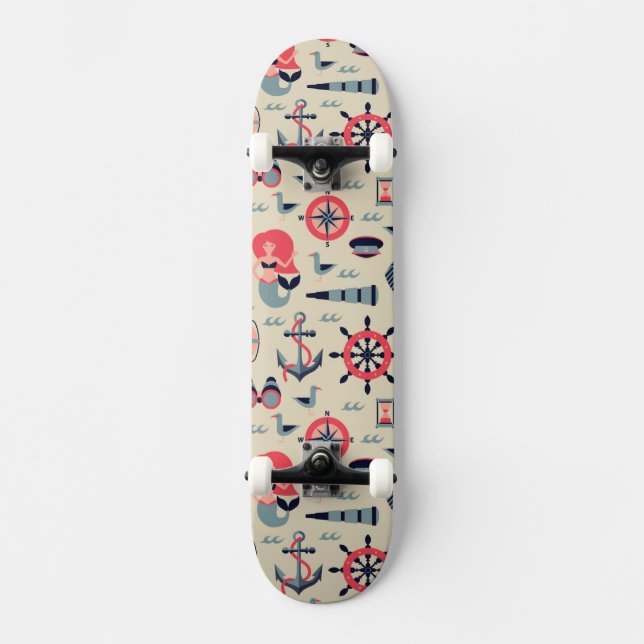 Meeresflora und -fauna-Muster Skateboard (Vorderseite)