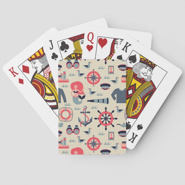 Meeresflora und -fauna-Muster Spielkarten (Rückseite)