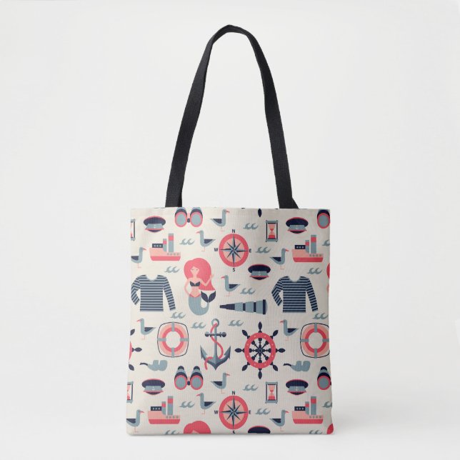 Meeresflora und -fauna-Muster Tasche (Vorderseite)