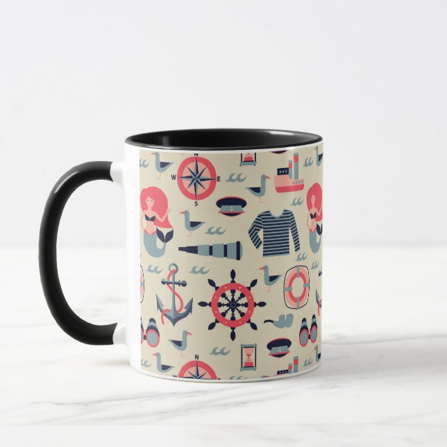 Meeresflora und -fauna-Muster Tasse (Links)