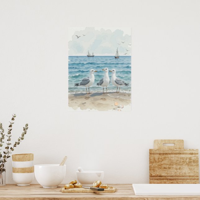 Meeresfrüchte an der Küste Maßgeschneidert Poster (Küche)
