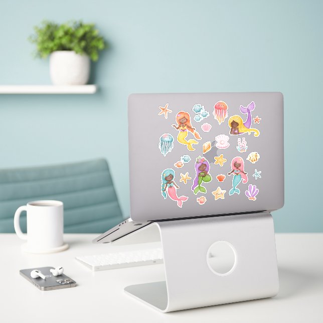 Meeresfrüchte Aufkleber (Laptop auf Schreibtisch)