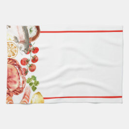 Meeresfrüchte Fest Roter Streifen Geschirrtuch