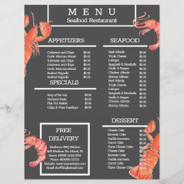 Meeresfrüchte Grill Restaurant Grau Flyer