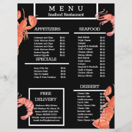 Meeresfrüchte Grill Restaurant Speisekarte Flyer
