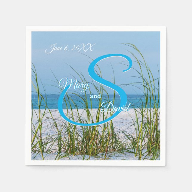 Meeresfrüchte in weißem Sand, Hochzeiten von Napki Serviette (Vorderseite)
