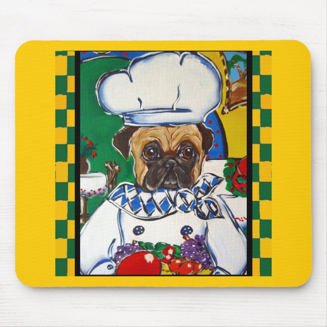 Meeresfrüchte-Koch-Pug Mousepad (Vorne)