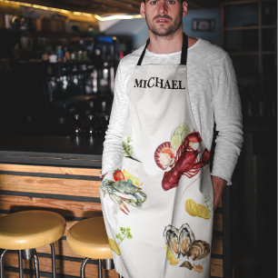 Meeresfrüchte Krustentier Auster Krebs Koch Monogr Schürze