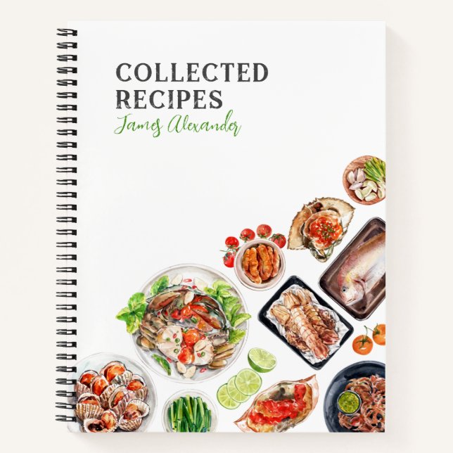 Meeresfrüchte Küche Rezept Weißbuch Notizbuch (Vorderseite)