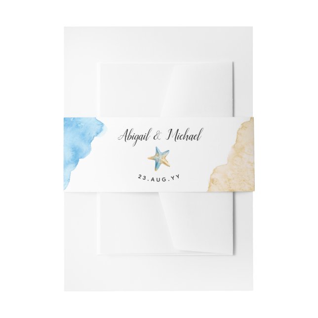 Meeresfrüchte Meeresküste Hochzeitssand Einladungsbanderole (Vorderseite Beispiel)