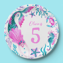 Meeresfrüchte, Muscheln und Meereslebewesen Pappteller