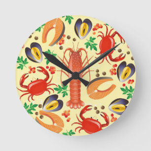 Meeresfrüchte-Muster Runde Wanduhr