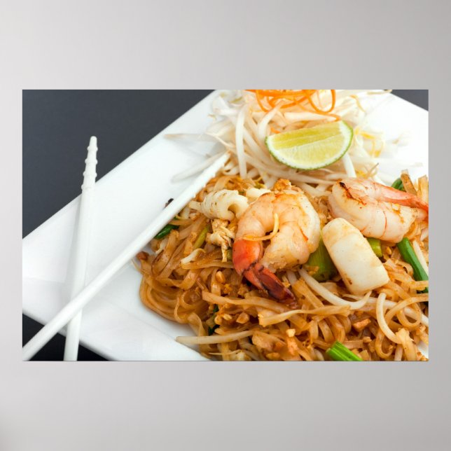 Meeresfrüchte Pad Thai Frice Noodles Poster (Vorne)