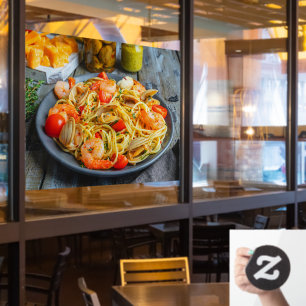 Meeresfrüchte-Pasta Garnelen Muskeln Gewürze 2 Ita Fensteraufkleber