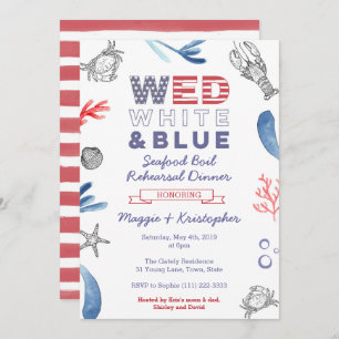 Meeresfrüchte Probe Dinner, Red White Blue Einladung