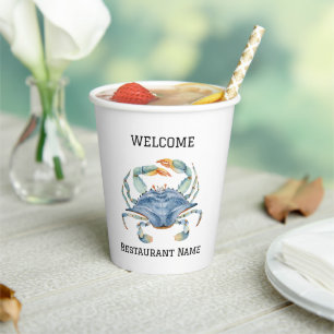 Meeresfrüchte Restaurant Willkommen Blue Crab Pers Pappbecher