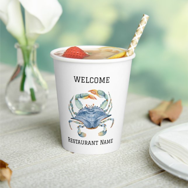 Meeresfrüchte Restaurant Willkommen Blue Crab Pers Pappbecher (In Situ)