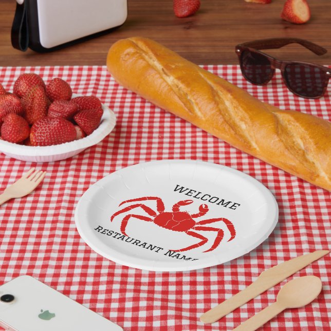 Meeresfrüchte Restaurant Willkommen Red Crab Perso Pappteller (Picknick)