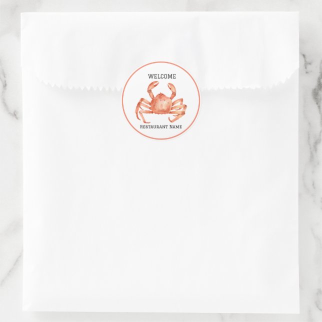 Meeresfrüchte Restaurant Willkommen Red Crab Perso Runder Aufkleber (Tasche)
