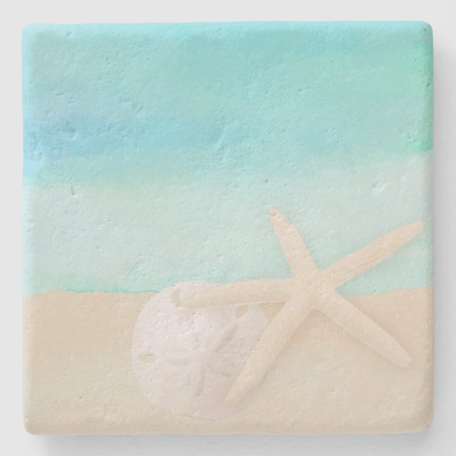 Meeresfrüchte-Starfish und Sand-Dollar-Untersetzer Steinuntersetzer (Vorderseite)